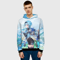 Толстовка-худи мужская Eula Genshin Impact, цвет: 3D-черный — фото 2