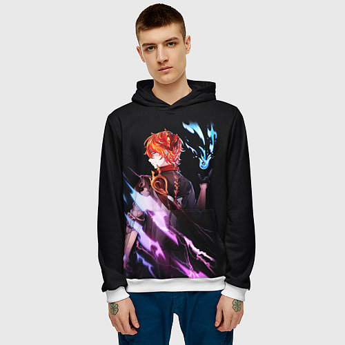 Мужская толстовка ТАРТАЛЬЯ - GENSHIN IMPACT NEON / 3D-Белый – фото 3