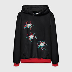 Толстовка-худи мужская ПАУКИ ГЛИТЧ GLITCH SPIDERS, цвет: 3D-красный