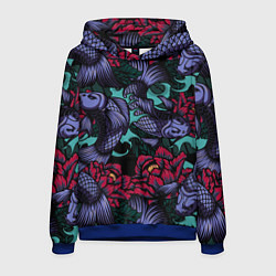Толстовка-худи мужская Японские карпы, цвет: 3D-синий