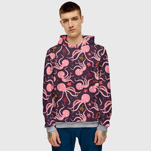 Мужская толстовка Осьминоги / 3D-Меланж – фото 3