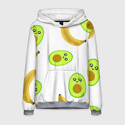 Толстовка-худи мужская Банан и Авокадо, цвет: 3D-меланж