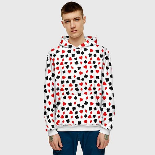 Мужская толстовка Карточные Масти / 3D-Белый – фото 3