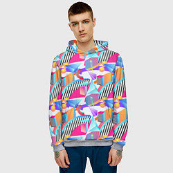 Толстовка-худи мужская Летняя геометрия, цвет: 3D-меланж — фото 2