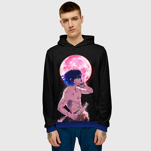 Мужская толстовка Иноске клинок рассекающий демонов арт / 3D-Синий – фото 3