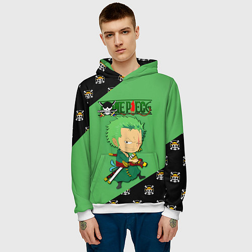 Мужская толстовка Ророноа Зоро One Piece Большой куш / 3D-Белый – фото 3