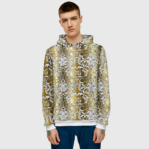 Мужская толстовка Versace gold & white / 3D-Белый – фото 3