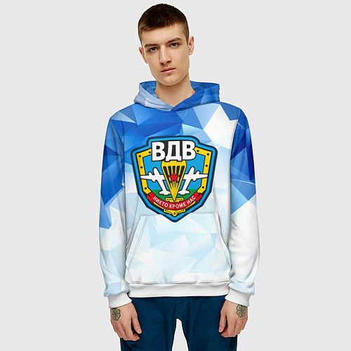 Мужская толстовка День ВДВ, значок / 3D-Белый – фото 3