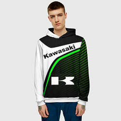 Толстовка-худи мужская KAWASAKI КАВАСАКИ SPORT, цвет: 3D-белый — фото 2
