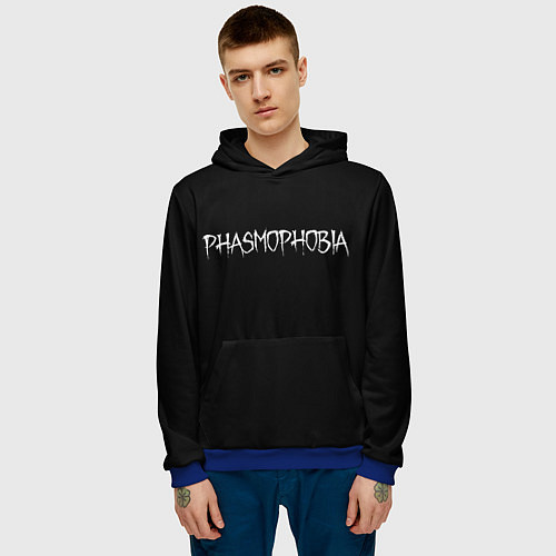 Мужская толстовка Phasmophobia logo / 3D-Синий – фото 3