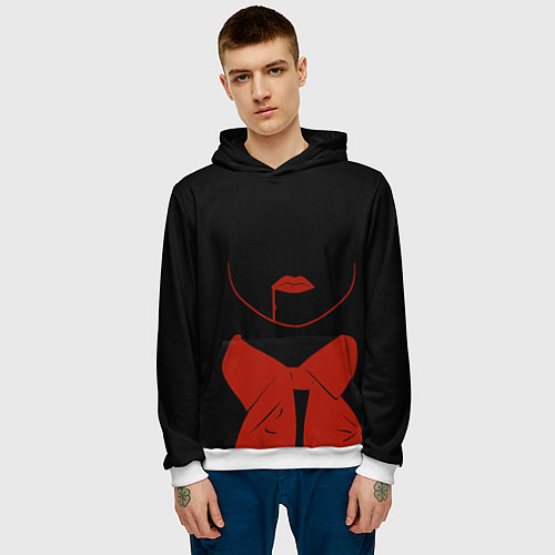 Мужская толстовка Пищеблок Красный Рисунок / 3D-Белый – фото 3