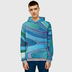 Толстовка-худи мужская Морская волна, цвет: 3D-меланж — фото 2