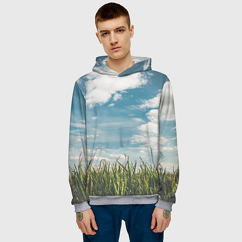 Мужская толстовка Небушко и полюшко / 3D-Меланж – фото 3