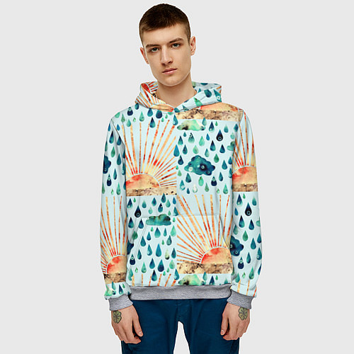 Мужская толстовка Осенний паттерн: Дождь и солнце / 3D-Меланж – фото 3