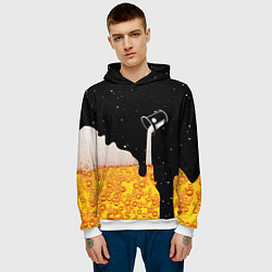 Толстовка-худи мужская КОСМИЧЕСКОЕ ПИВО КОСМОС, цвет: 3D-белый — фото 2