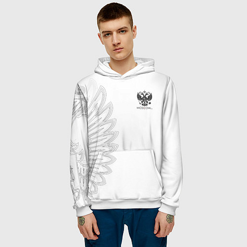 Мужская толстовка Russia MSKSide - Colorless / 3D-Белый – фото 3
