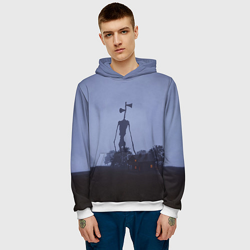 Мужская толстовка СИРЕНОГОЛОВЫЙ У ДОМА / 3D-Белый – фото 3