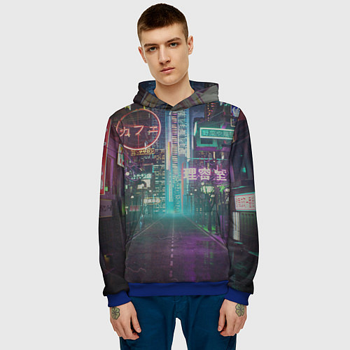 Мужская толстовка Neon Tokyo / 3D-Синий – фото 3
