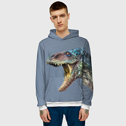 Толстовка-худи мужская Хищный динозавр Dino Z, цвет: 3D-белый — фото 2