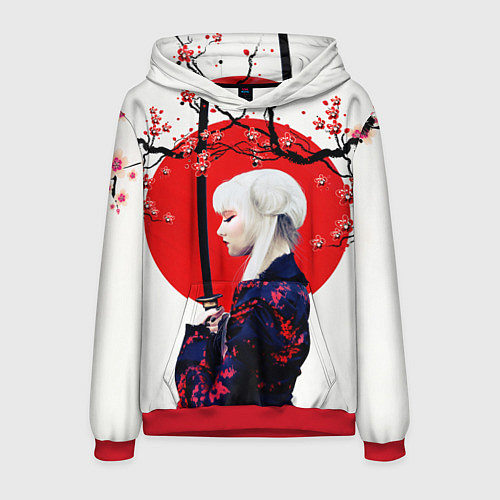 Мужская толстовка НАД ВЕТВЯМИ САКУРЫ / 3D-Красный – фото 1