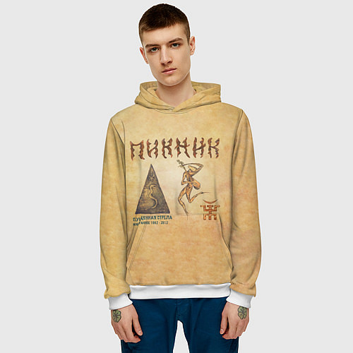 Мужская толстовка Пущенная стрела - Пикник / 3D-Белый – фото 3