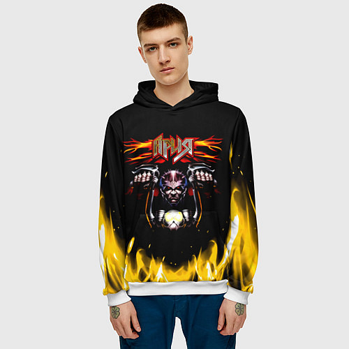 Мужская толстовка Ария - Герой асфальта / 3D-Белый – фото 3