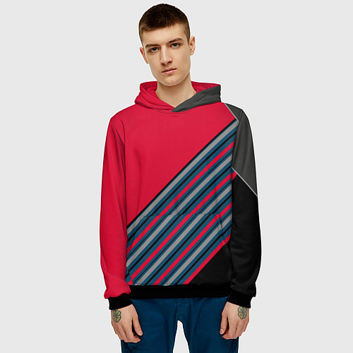 Мужская толстовка Абстрактный асимметричный / 3D-Черный – фото 3