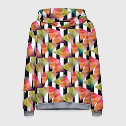 Толстовка-худи мужская Абстрактный полосатый узор, цвет: 3D-меланж