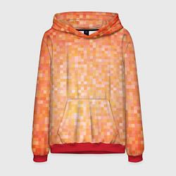 Толстовка-худи мужская Оранжевая пиксель абстракция, цвет: 3D-красный