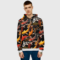 Толстовка-худи мужская Карпы кои Японские карпы, цвет: 3D-белый — фото 2