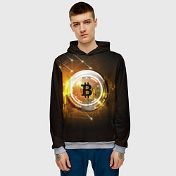 Толстовка-худи мужская КРИПТОВАЛЮТА БИТКОИН, цвет: 3D-меланж — фото 2