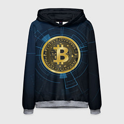 Толстовка-худи мужская BITCOIN ВАЛЮТА, цвет: 3D-меланж
