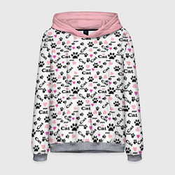 Толстовка-худи мужская Следы кошачьих лап, цвет: 3D-меланж