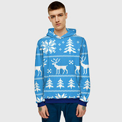 Толстовка-худи мужская Зимняя ночь, цвет: 3D-синий — фото 2