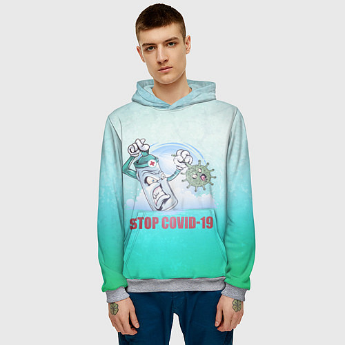 Мужская толстовка Stop covid / 3D-Меланж – фото 3