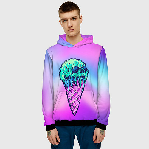 Мужская толстовка Мороженое Ice Scream Череп Z / 3D-Черный – фото 3