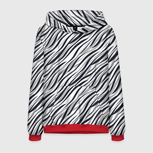 Мужская толстовка Черно-белый полосатый тигровый / 3D-Красный – фото 1