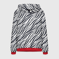 Толстовка-худи мужская Черно-белый полосатый тигровый, цвет: 3D-красный