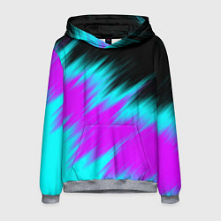 Толстовка-худи мужская НЕОНОВЫЕ ПОЛОСЫ И НИЧЕГО ЛИШНЕГО NEON STRIPES, цвет: 3D-меланж