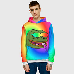 Толстовка-худи мужская Pepe rainbow, цвет: 3D-белый — фото 2