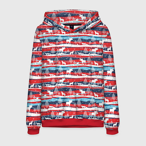 Мужская толстовка Merry Christmas лесные звери / 3D-Красный – фото 1