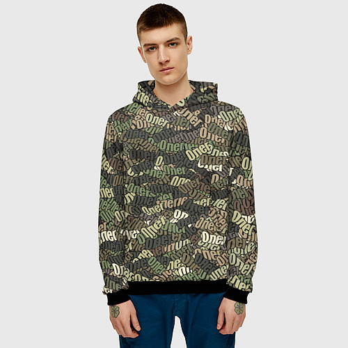 Мужская толстовка Именной камуфляж Олег / 3D-Черный – фото 3