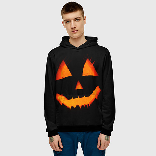 Мужская толстовка Helloween pumpkin jack / 3D-Черный – фото 3