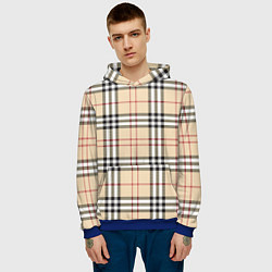 Толстовка-худи мужская Клетчатый принт в стиле Burberry, цвет: 3D-синий — фото 2