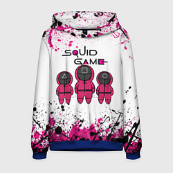 Толстовка-худи мужская ИГРА В КАЛЬМАРА, СТРАЖИ БРЫЗГИ КРАСОК, цвет: 3D-синий