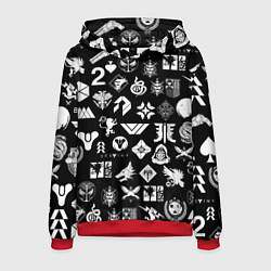 Толстовка-худи мужская DESTINY 2 PATTERN GAME LOGO ДЕСТИНИ 2 ПАТТЕРН СИМВ, цвет: 3D-красный