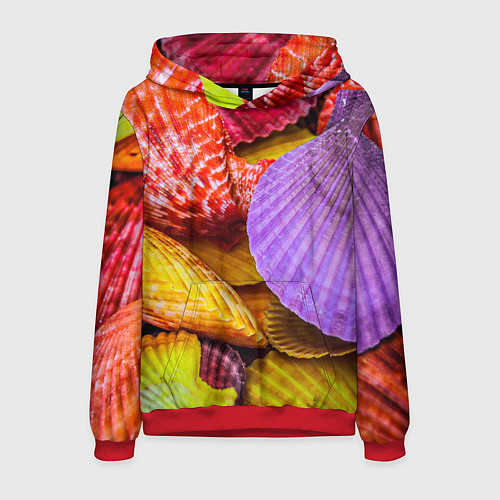 Мужская толстовка Разноцветные ракушки multicolored seashells / 3D-Красный – фото 1