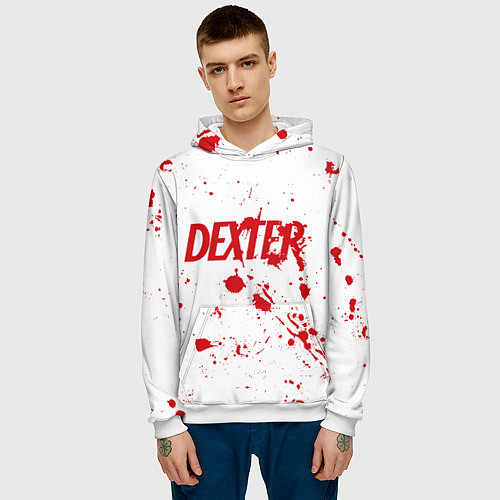 Мужская толстовка Dexter logo Декстер брызги крови / 3D-Белый – фото 3