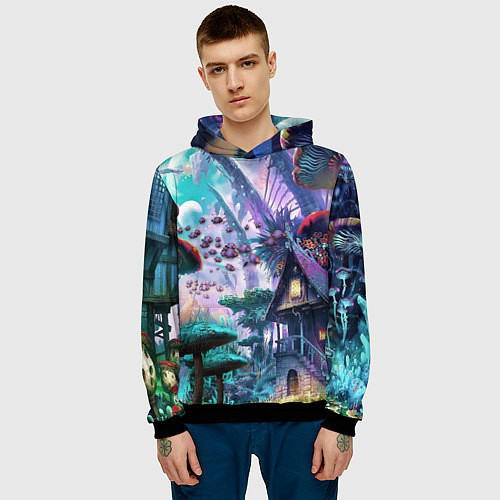 Мужская толстовка FantasyFish / 3D-Черный – фото 3