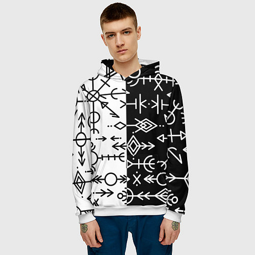 Мужская толстовка ДРЕВНИЕ СЛАВЯНСКИЕ РУНЫ / 3D-Белый – фото 3